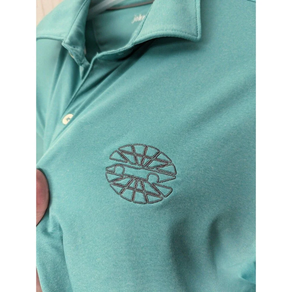 johnnie-O Performance Polo Shirt L Teal Blue NASCAR Speedway Motorsports Golf - Picture 4 of 6
